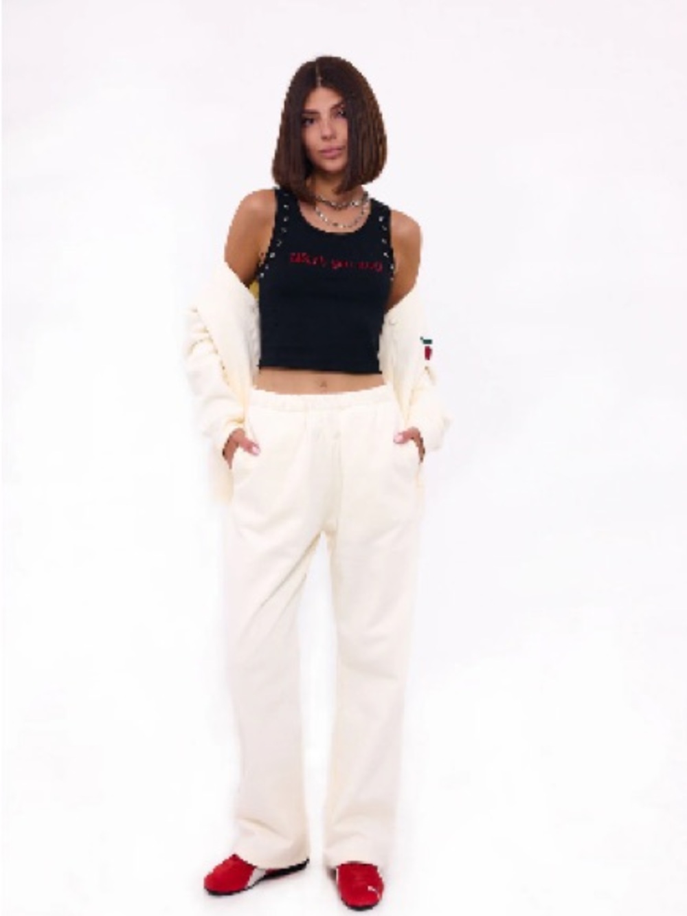 Loud Minds Women’s Cream Relaxed-Fit Lounge Pants